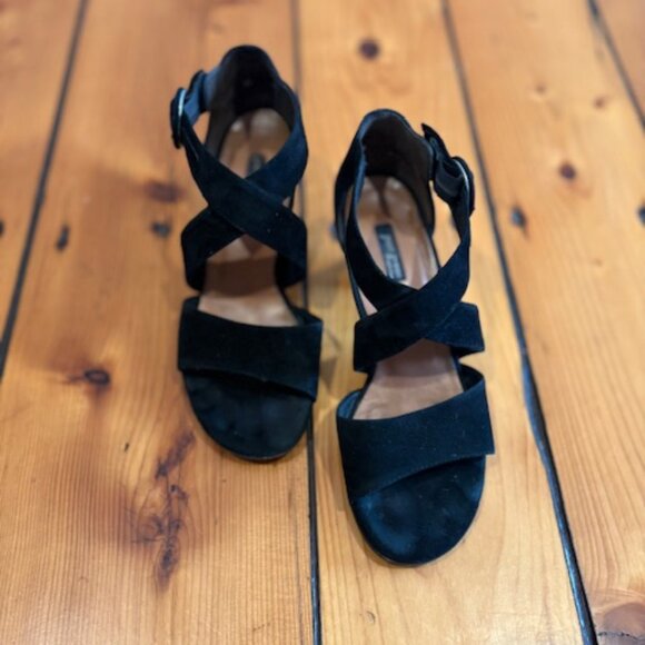 Paul Green Munchen Women's Sandals in Black Suede With Strap, Size 7 - Picture 6 of 9